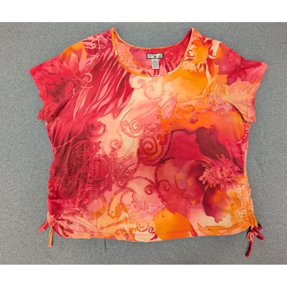Caribbean Joe Woman 2X Shades of Orange Pullover Short Sleeves Casual T Shirt